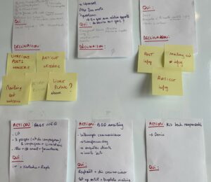 Tableau de post it lors d'un workshop agile