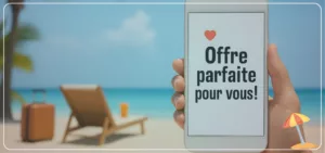 Un téléphone avec indiqué offre parfaite en référence au match marketing