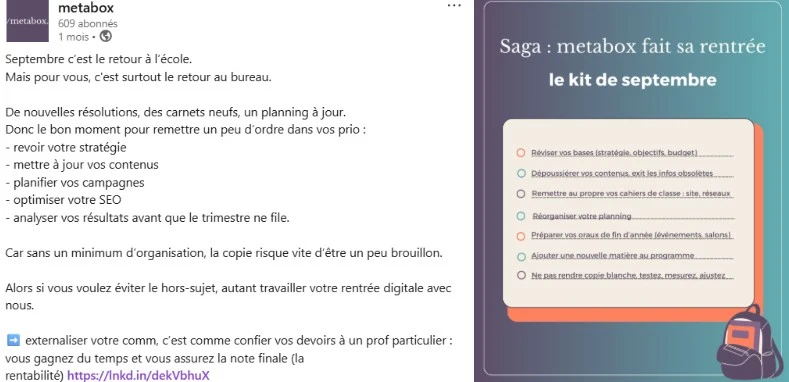 LinkedIn entreprise metabox